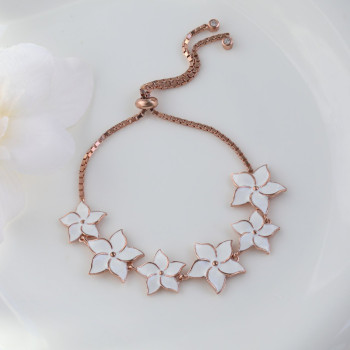 اسوارة فضة الورود البيض  #927