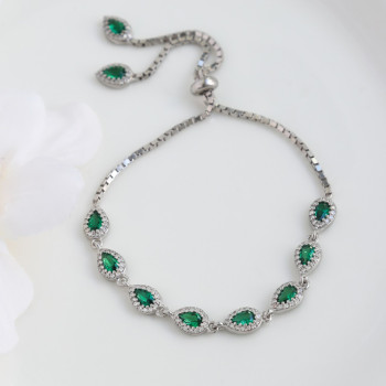  اسوارة فضة بزركون اخضر #930 