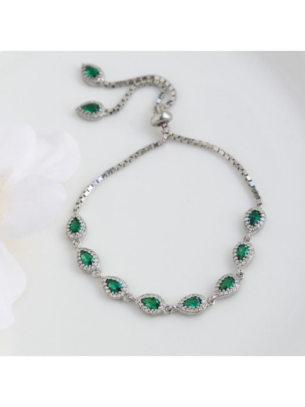  اسوارة فضة بزركون اخضر #930