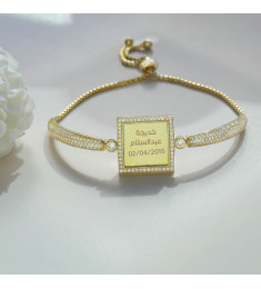 اسوارة فضة خالص بإسم مرصع كريستال #716