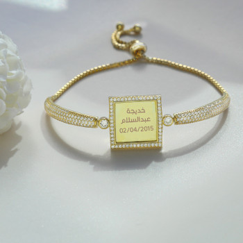 اسوارة فضة خالص بإسم مرصع كريستال #716