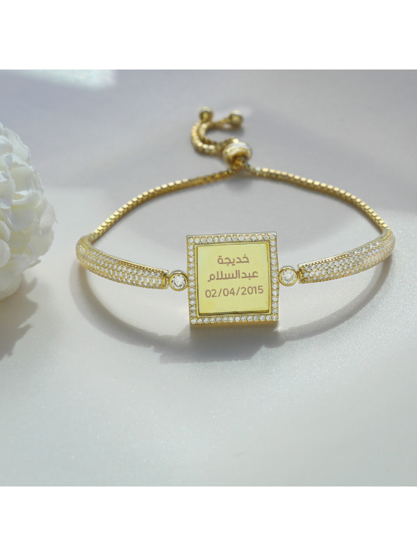 اسوارة فضة خالص بإسم مرصع كريستال #716