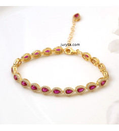 اسوارة فضة خالص بحجر وردي #929