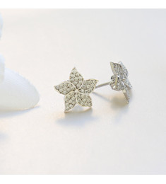 حلق فضة خالص مرصع كريستالل #474