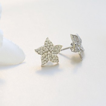 حلق فضة خالص مرصع كريستالل #474 