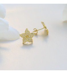 حلق فضة خالص مرصع كريستالل #474