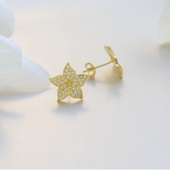 حلق فضة خالص مرصع كريستالل #474