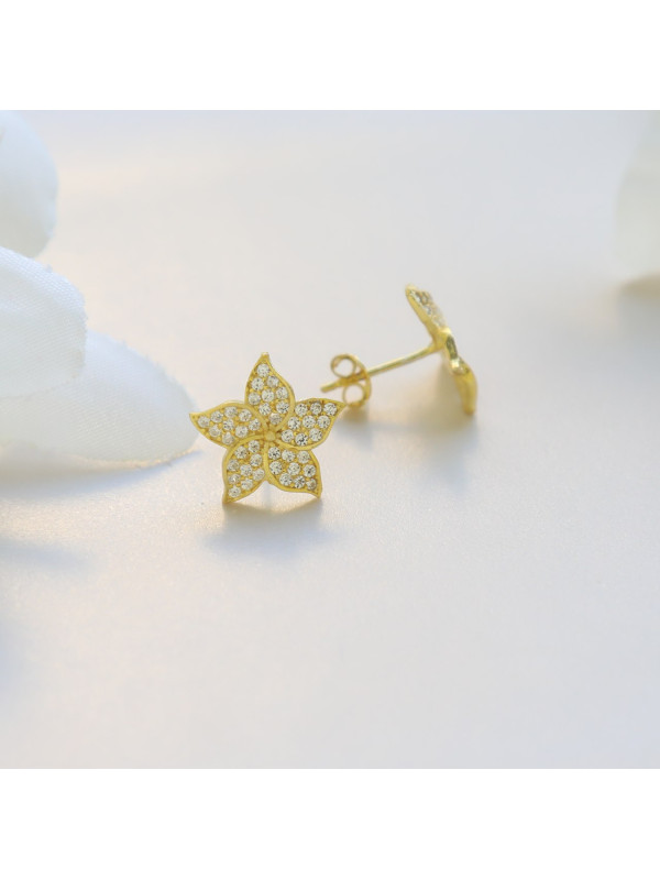 حلق فضة خالص مرصع كريستالل #474