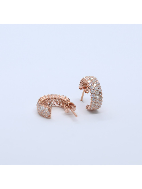 حلق فضة خالص مرصع كريستالل #470