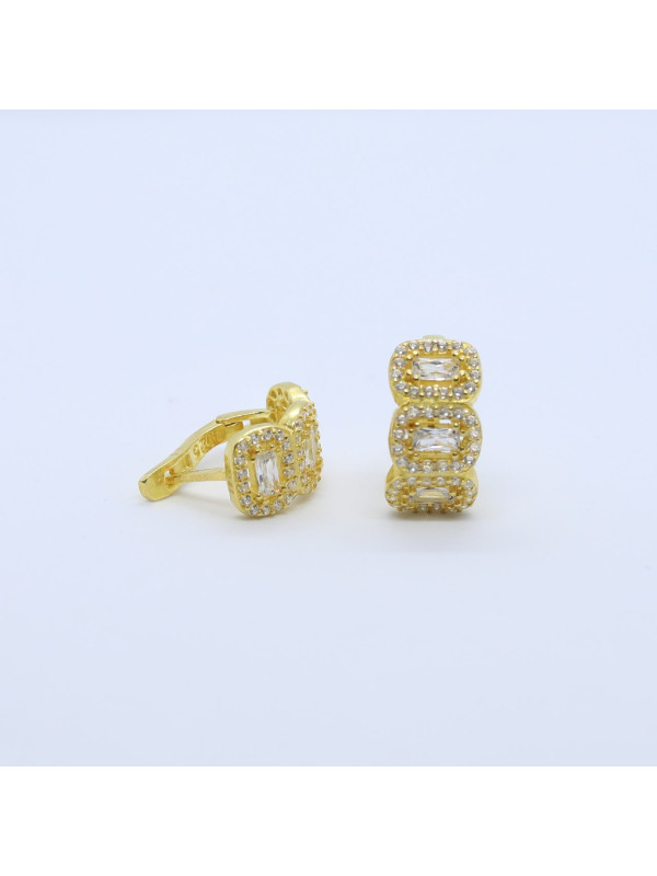 حلق فضة خالص مرصع كريستالل #473