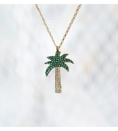 سلسال النخلة فضة خالص مرصع الكريستال #494