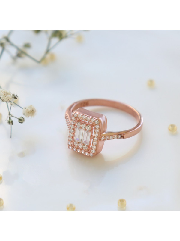 خاتم فضة خالص بكريستال #499