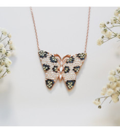 سلسال الفراشة فضة خالص مرصع كرييستال #491