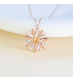 سلسال الوردة فضة خالص مرصع كريستال #485