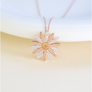 سلسال الوردة فضة خالص مرصع كريستال #485