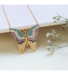 سلسال الفراشة فضة خالص مرصع كرييستال #490