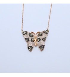 سلسال الفراشة فضة خالص مرصع كرييستال #491