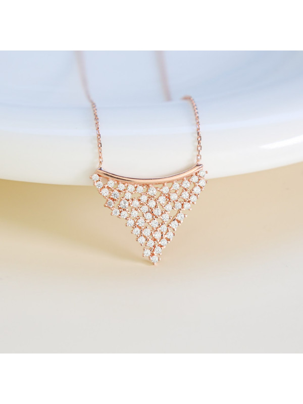 سلسال الهرم فضة خالص مرصع كريستال #486