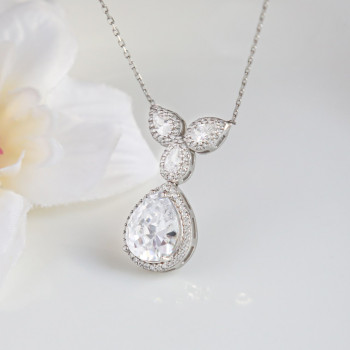 سلسال فضة بحجر ابيض #919 