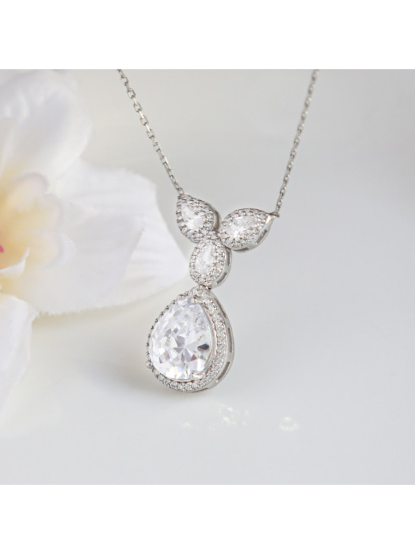 سلسال فضة بحجر ابيض #919