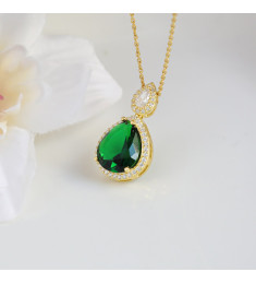 سلسال فضة بحجر اخضر #918