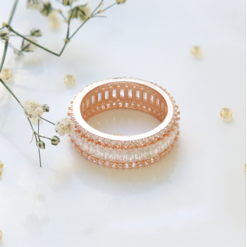 خاتم فضة خالص بكريستال #496