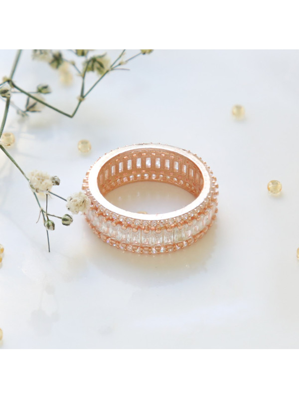 خاتم فضة خالص بكريستال #496