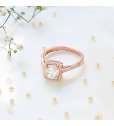 خاتم فضة خالص بكريستال #498