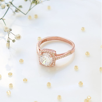 خاتم فضة خالص بكريستال #498 