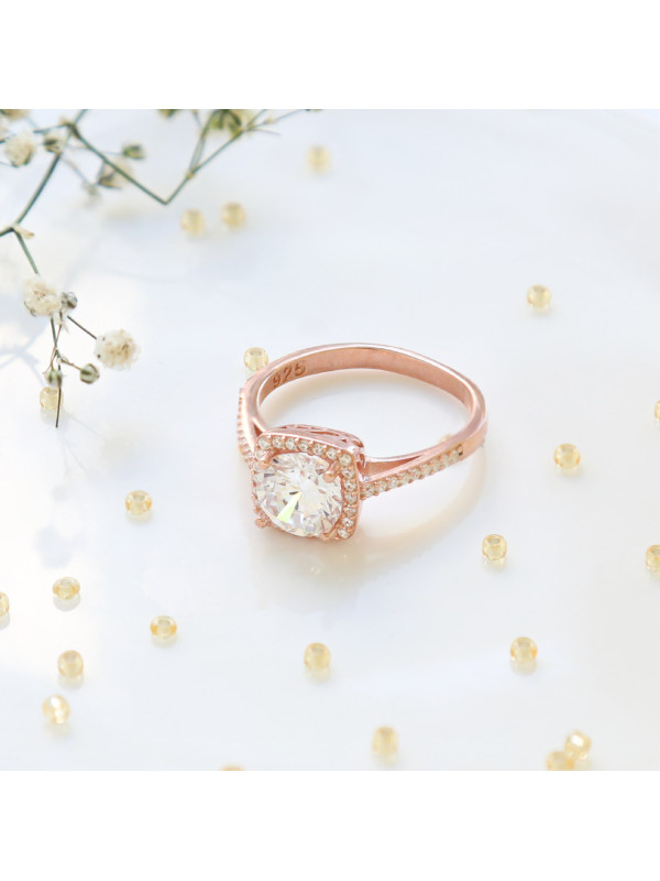 خاتم فضة خالص بكريستال #498