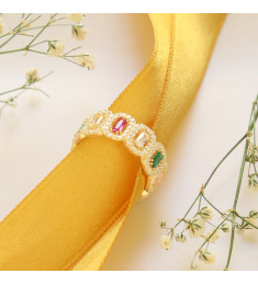 خاتم فضة خالص مرصع كريستال #505