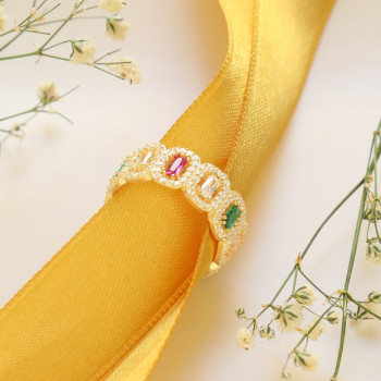 خاتم فضة خالص مرصع كريستال #505