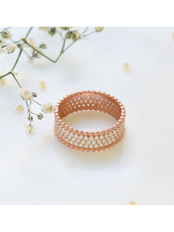 خاتم فضة خالص بكريستال #497