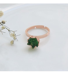 خاتم الوردة الخضراء فضة خالص #597