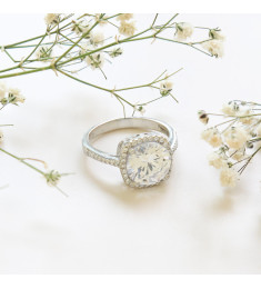 خاتم فضة خالص بكريستال #495