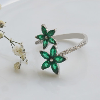 خاتم النجم الاخضر فضة خالص #586 