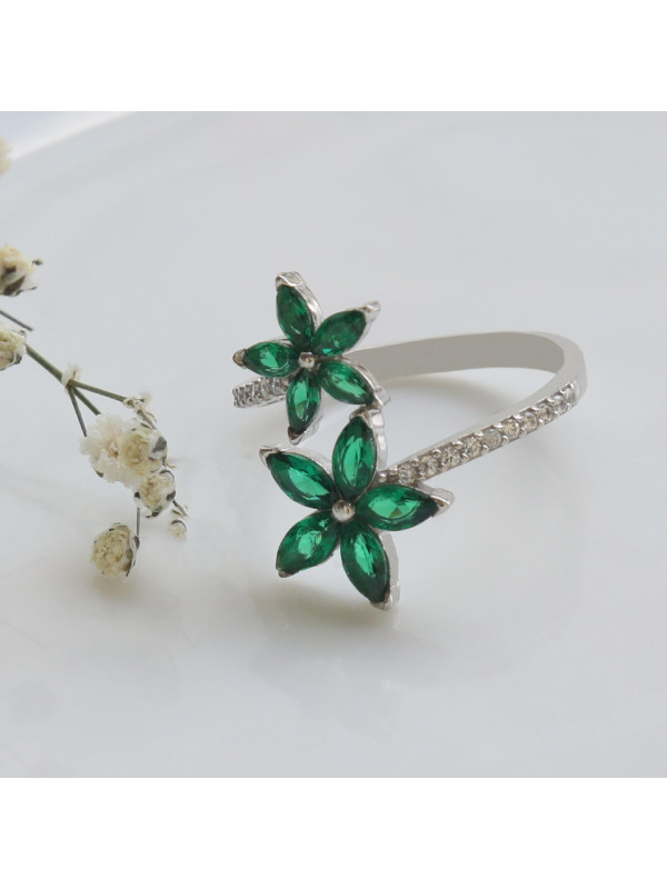 خاتم النجم الاخضر فضة خالص #586