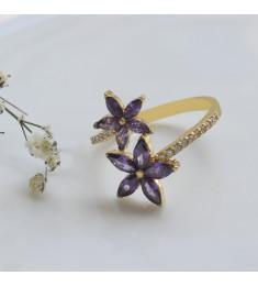 خاتم النجم البنفسجي فضة خالص #589