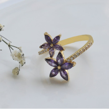 خاتم النجم البنفسجي فضة خالص #589 