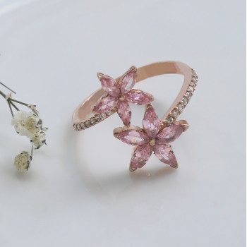 خاتم النجم الوردي فضة خالص #588 