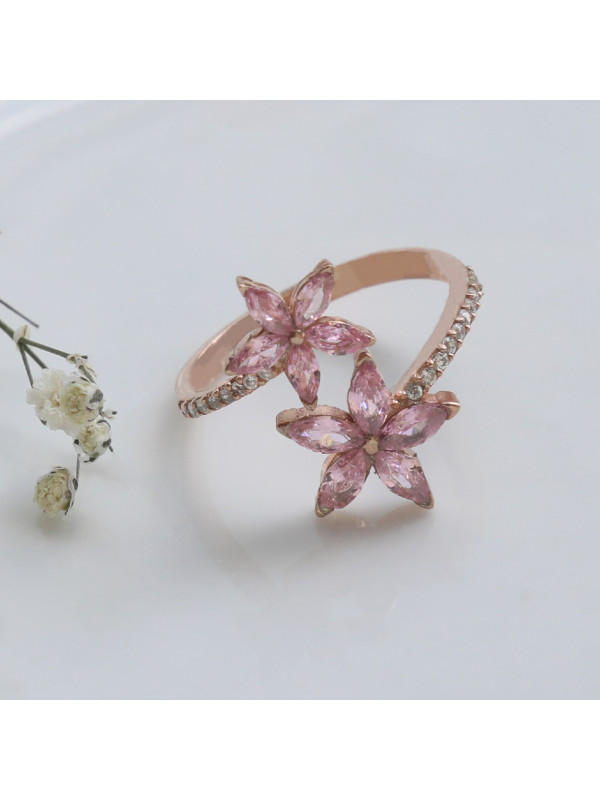 خاتم النجم الوردي فضة خالص #588