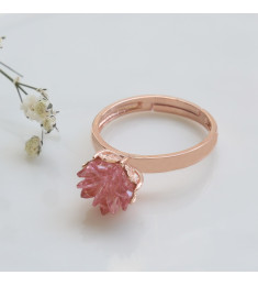 خاتم الوردة الوردية فضة خالص #594