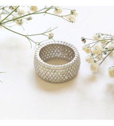 خاتم فضة خالص مرصع كريستال #501