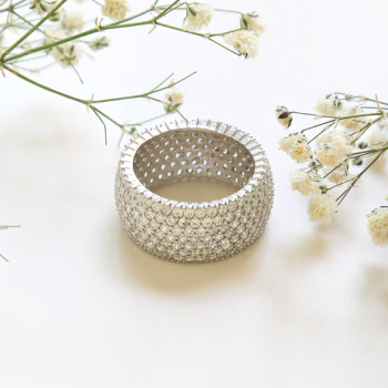 خاتم فضة خالص مرصع كريستال #501 