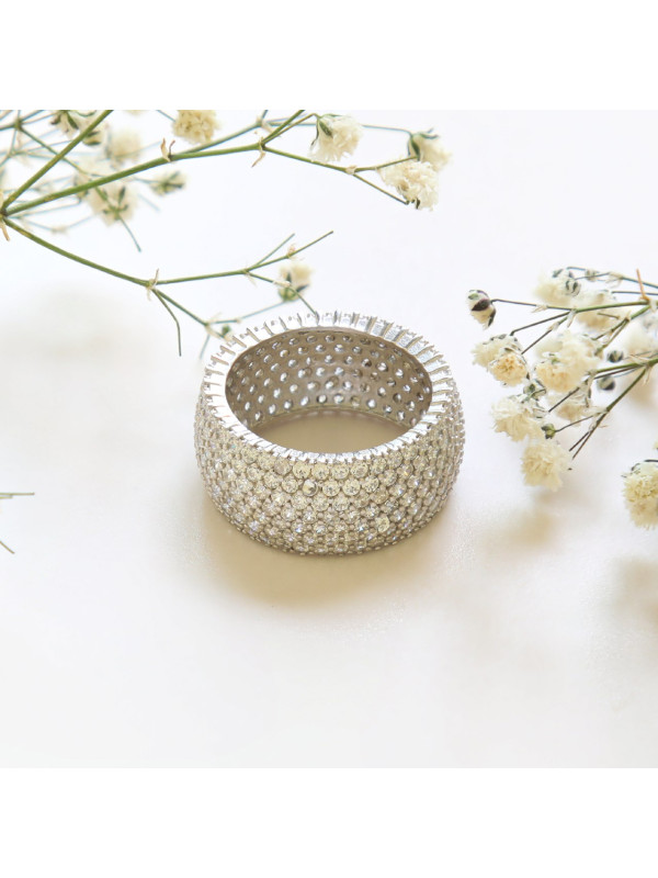 خاتم فضة خالص مرصع كريستال #501