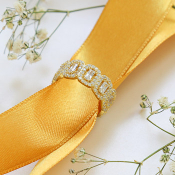 خاتم فضة خالص مرصع كريستال #591