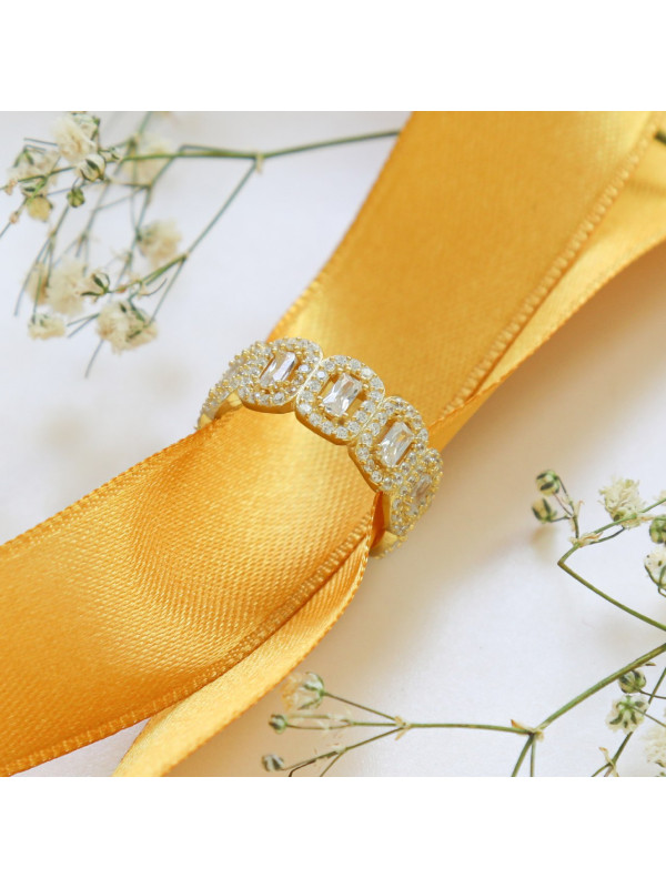 خاتم فضة خالص مرصع كريستال #591