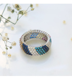 خاتم فضة خالص مرصع كريستال #502