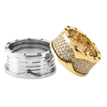 خاتم كبلز فضة خالص باسم مرصع كريسال # 515