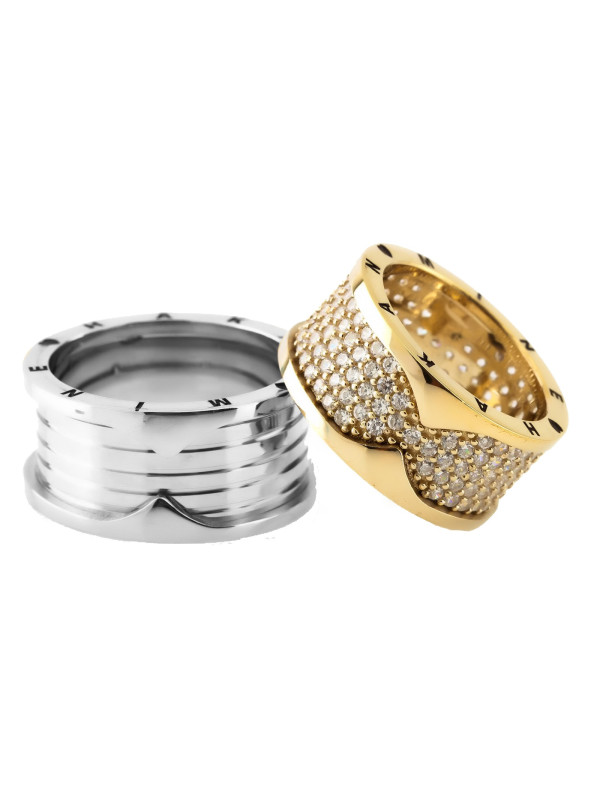 خاتم كبلز فضة خالص باسم مرصع كريسال # 515